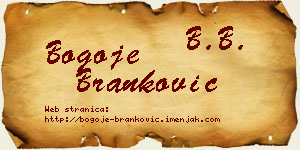 Bogoje Branković vizit kartica